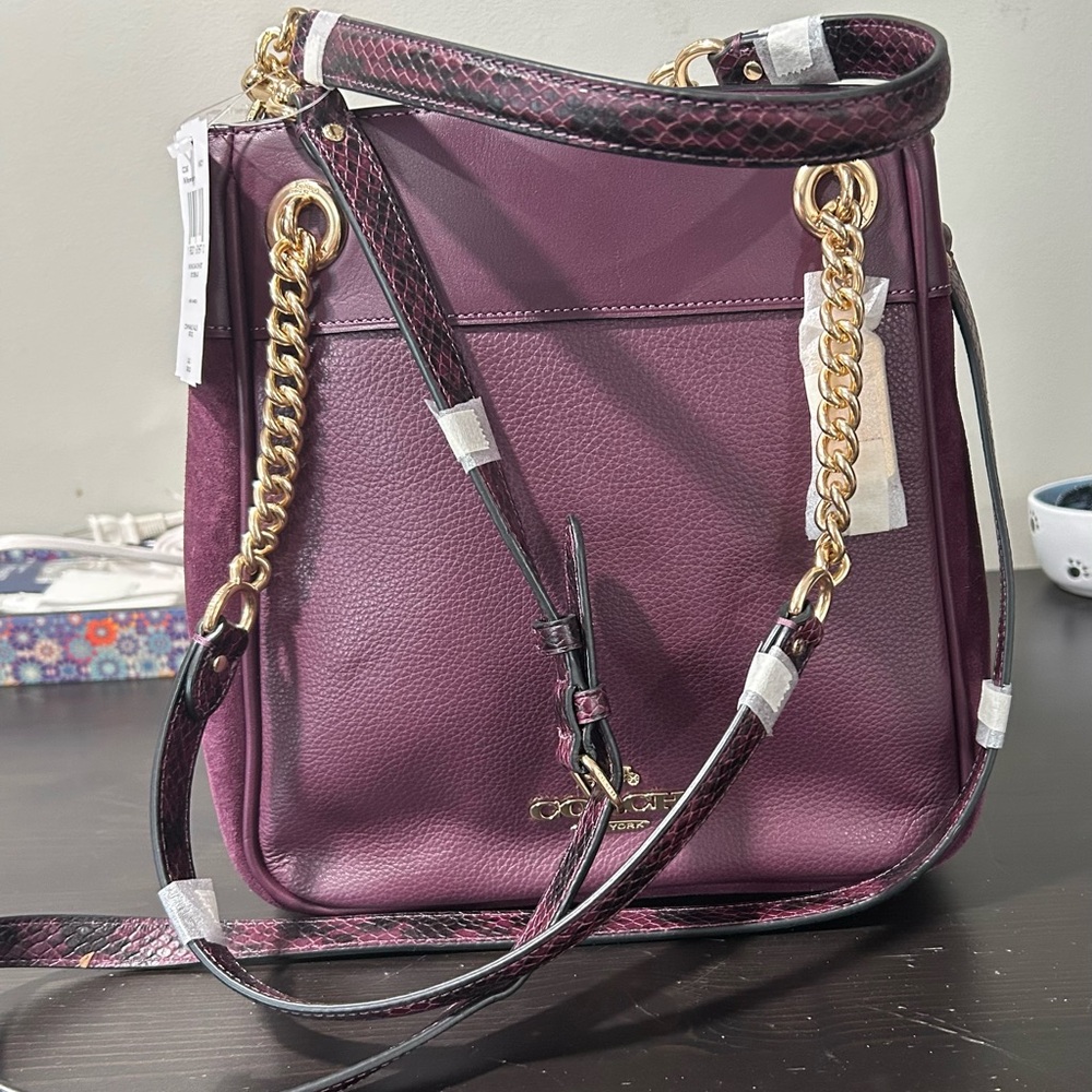 Coach Deep Purple Leather Shoulder Bag